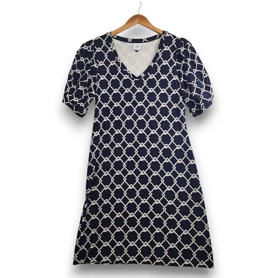 CAbi Cruise Dress Womens Small Blue 6219 Navy Rope Costal Preppy Puff Sleeve - Image 1 of 4