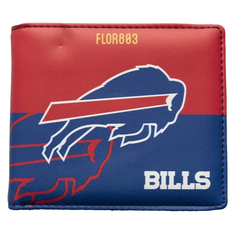 NFL Buffalo Bills Men's Printed Logo Leather Bi-Fold Wallet Cover