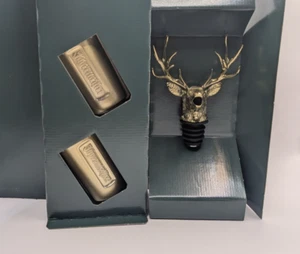 Jägermeister Ausgießer Hirschkopf Gold Metall 0,7-1L + 2 Shotgläser Set NEU - Bild 1 von 6