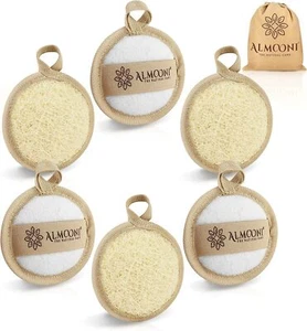 Almooni Natural Loofah Exfoliating Facial Scrubber, 1 Count (Pack of 6), Tan  - Picture 1 of 3