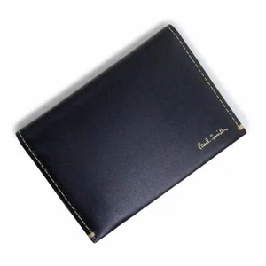 PAUL SMITH card case business card holder pass case Navy Calfskin W11cm 48g Mens - Picture 1 of 9