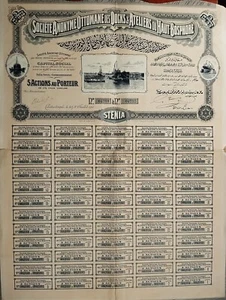 Türkei 1911 türkisch osmanische Docks Ateliers Haut Bosporus 5 Aktien Coupons Anleihe - Bild 1 von 5