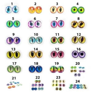 50pcs 6mm 8mm 10mm 12mm Glass Eyes Cabochon Lizard Cat Frog Animal Flat Dome Eye - Foto 1 di 28