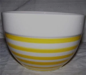 Mixing - Batter Bowl YELLOW + WHITE Stripes Ceramic Pottery 1½ Quarts - Picture 1 of 4