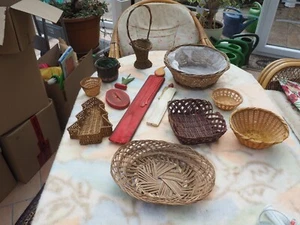 Konvolut 12 tlg. Dekokorb Brotkorb Henkelkorb Bast Stroh Holzkerzen #1743 OWO - Bild 1 von 10