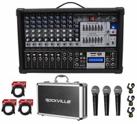 Rockville RPM109 12 Channel 4800w Powered Mixer EQ/Effects/USB+Mics+Case+Cables