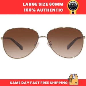 Coach Women's Sunglasses HC7094 900574 Gold Aviator Brown Gradient 60-14-140mm - Picture 1 of 4
