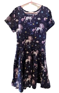 Girls Cute Unicorn/Cosmic/Outer Space/Planets Printed Dress In Size 10/11 - Picture 1 of 2