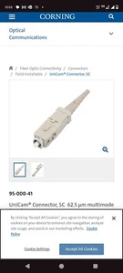 Unicam High-performance Connector, SC, 62.5 µm Multimode (OM1), Ceramic Ferrule, - Picture 1 of 6