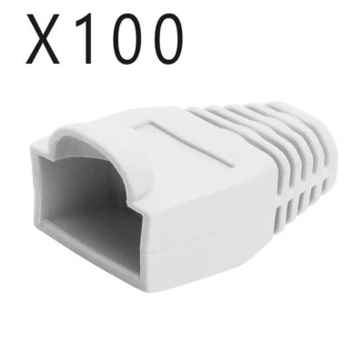 Qty of 100 pcs - CAT5e/6 RJ45 Ethernet Patch Cable Strain Relief Boots - White - Image 1 of 3