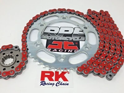 Красный комплект гоночной цепи и звездочек 1992-1999 CBR900RR RK GXW 525 16/43t от оригинального производителя  - Изображение 1 из 2
