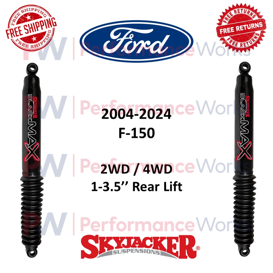 Skyjacker Black MAX Shock Pair 1-3.5" Rear Lift For 2004-24 Ford F-150 2WD / 4WD - Image 1 of 4