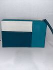 VERA BRADLEY Clutch Wristlet Bag Turquoise Color-Block Leather Zip Lined