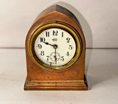 Small Antique Jennings Brothers Copper Mantel Desk Shelf Clock (J.B. 503) - Image 1 of 4