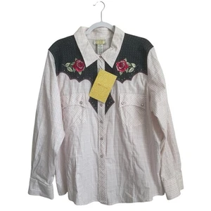 Victor Costa 2X Retro Western Cowgirl Embroidered Rose Pearl Snap Button… - Picture 1 of 8