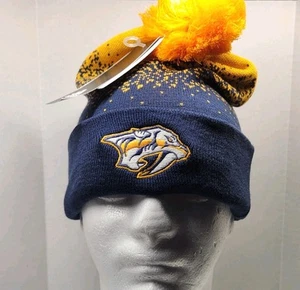 Adidas GH1087 NHL Nashville Predators Cuffed Knit Pom Beanie ~ NEW WITH TAGS  - Picture 1 of 6