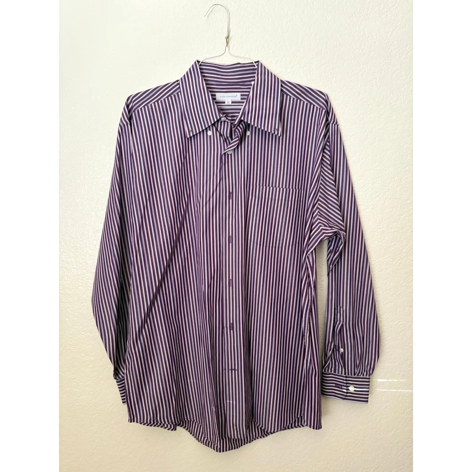 Alex Cannon Striped Button Down Collared Shirt Career Preppy Classic Business XL - Image 1 of 3
