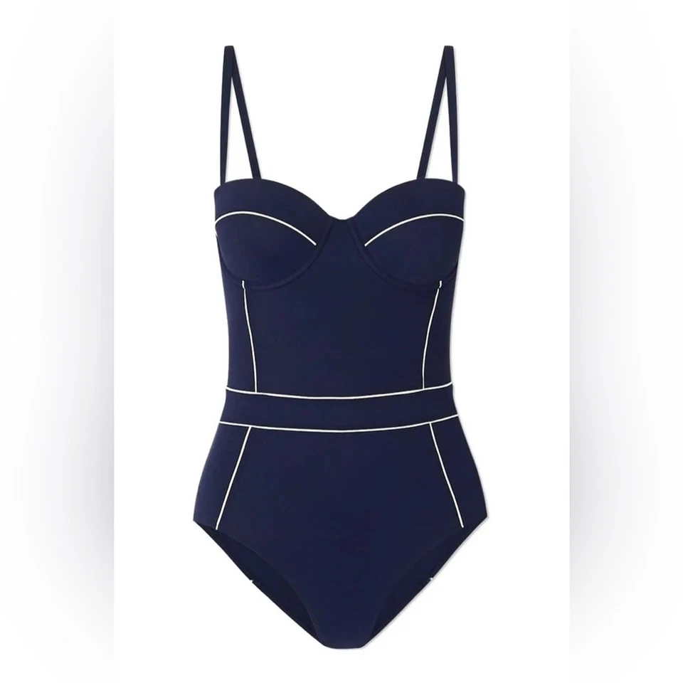 TORY BURCH LIPSI CONTRASTE ACABAMENTO PEÇA ÚNICA MELHOR MAIÔ UNDERWIRE Tamanho Médio - Imagem 1 de 4