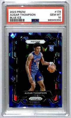Ausar Thompson 2023-24 Panini Prizm Prizms Blue Ice Rookie /125 #178 PSA 10 - Image 1 of 2
