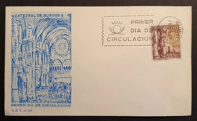 RARE CACHET Spain stamps 1965 First Day Cover Burgos Cathedral - Image 1 of 2