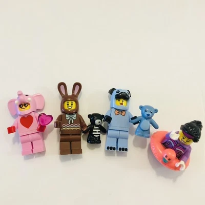 Lego Minifigures Lot Pink Elephant Blue Dog Pug Chocolate Bunny Duck Lifesaver  - Image 1 of 4
