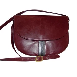 Vintage 80s Bally Italy Burgundy Leather Crossbody Shoulder Bag Purse - Picture 1 of 11