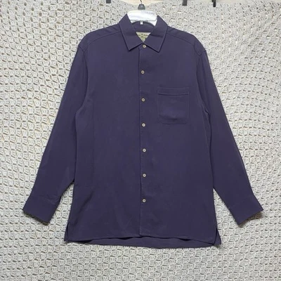 Camisa Tommy Bahama 100 % seda para hombre talla M púrpura manga larga abotonada Foto 1 de 4
