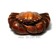 Chinese boxwood hand carved wealth crab Figure statue netsuke old collectable