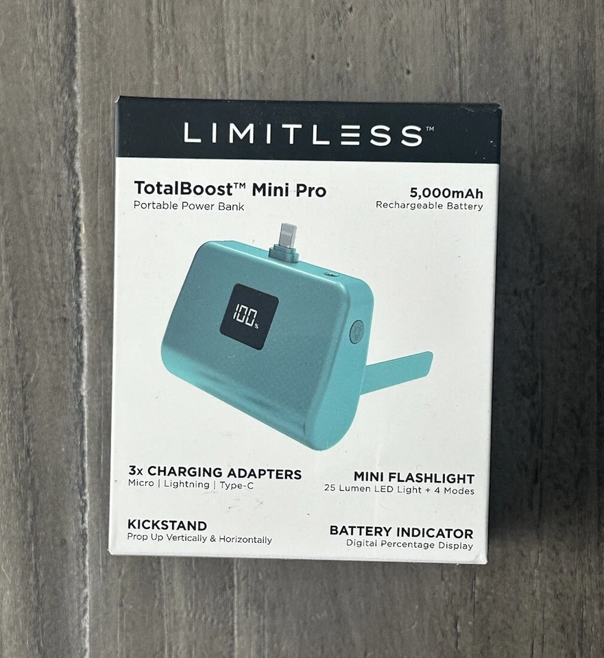 Limitless TotalBoost Mini Pro 5 000 mAh Portable Power Bank with Kick Stand