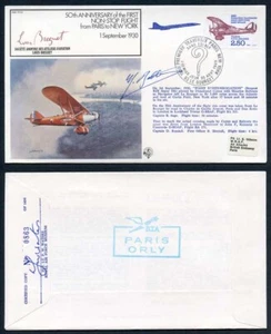 FF22c 1st Non-Stop Flight from Paris to NY Signed by M. Bellonte - Picture 1 of 1