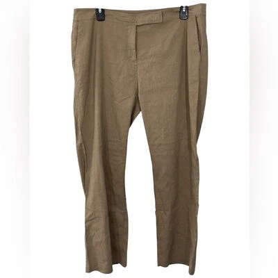 Eileen Fisher Cropped Linen Blend Pants Size 14P Petite Brown Neutral - Image 1 of 4