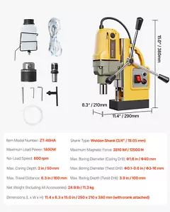 Magnetic Drill Boring Diameter Portable Electric Mag Drill Press Drilling Machin - Picture 1 of 16