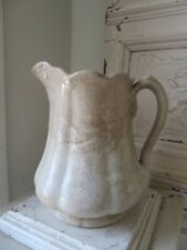 OMG Old Vintage WHITE IRONSTONE PITCHER Heavily STAINED CRAZED Meakin 7 1/2"