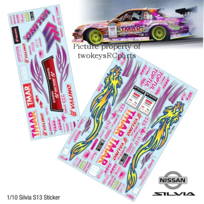 TMAR Dragon Sticker Set for Nissan Silvia S13 1:10th scale RC drift car. - Image 1 of 3