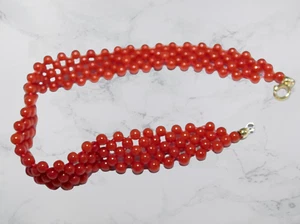 Bracciale da Donna in oro 18 kt 750 di Corallo Rosso con sfere e TESSITO Pallini - Imagen 1 de 6
