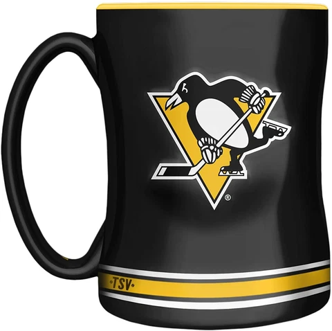 Pittsburgh Penguins Primary Logo Black NHL Hockey 14oz Sculpted C-Handle Mug Cover