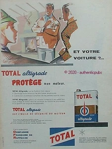 WERBUNG TOTAL ALTIGRADE ÖL FÜR AUTO KAMIN VON 1960 FRANZÖSISCH AD PUB VINTAGE - Bild 1 von 1