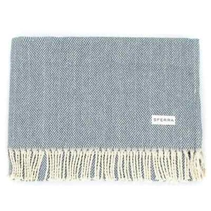 Sferra Celine Herringbone, 100% Cotton Throw Blanket COLOR Cadet NEW - Picture 1 of 3