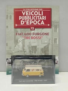Fiat 600 Furgone Tre Rossi 1957 Veicoli Pubblicitari D'Epoca Edicola 1:43 Nuovo - Foto 1 di 6