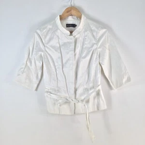 David lawrence womens blouse top size 6 white 3/4 sleeve zip 113263 - Picture 1 of 8