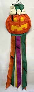 Snoopy Peanuts 3-D Yard 4 Fuß WINDSACK FLAGGE Vintage Halloween Kürbis Fledermäuse auf Quasten - Bild 1 von 5