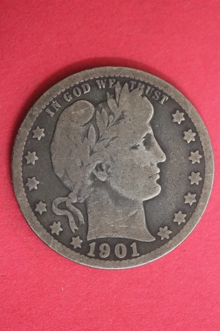 1901 O Barber Liberty Silver Quarter Exact Coin Shown Flat Rate Shipping OCE 74 Cover