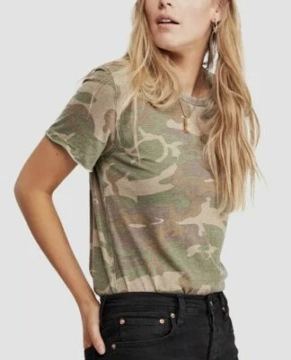 Free People Womens Camo Top Relaxed Army Tee Short Sleeve Blouse Size XS / TP - Image 1 of 4