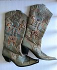 JOLA DESIGNS SEQUINS BEADED EMBROIDERED COWGIRL BOHO POINTED FABRIC BOOTS 9.5/40