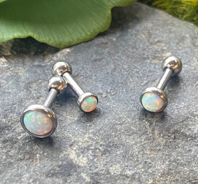 3pc Value Pack Synthetic Opal Set Tragus Helix Cartilage Ring 16g 1/4" - Image 1 of 4