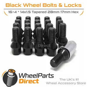 Wheel Bolts & Locks (16+4) Black for Volvo V90 [Mk2] 16-22 on Aftermarket Wheels - Picture 1 of 4