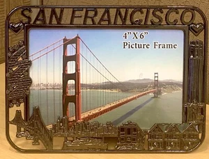 San Francisco Souvenir Dark Metal Golden Gate Bridge Attractions 4x6 Photo Frame - Picture 1 of 17