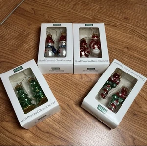 Glass Christmas Ornament Lot 8 Pcs Home Holiday Christmas Tree Snowman Candy - Picture 1 of 6