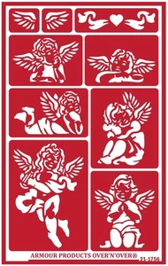 Plantilla de grabado de vidrio reutilizable Armour Over n Over - Querubines - Imagen 1 de 1