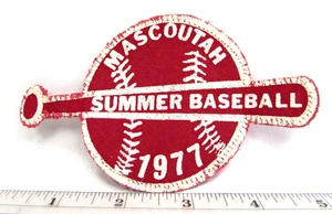 Vintage 1977 Mascoutah Summer Baseball Jacket Patch Illinois Ball Bat Sports - Picture 1 of 3